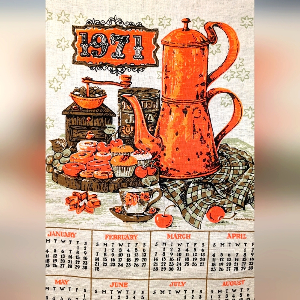 Vintage 1971 Tea Towel wall hanging